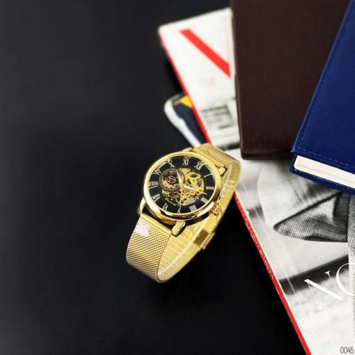 Чоловічий наручний годинник Forsining 8099 Gold-Black