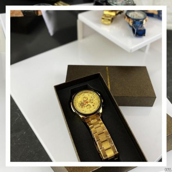 Чоловічий наручний годинник Forsining 6909 Gold-Black-Gold