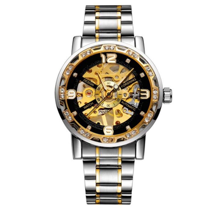 Жіночі наручні годинники Forsining 8209 Сірий-Золото-Чорний