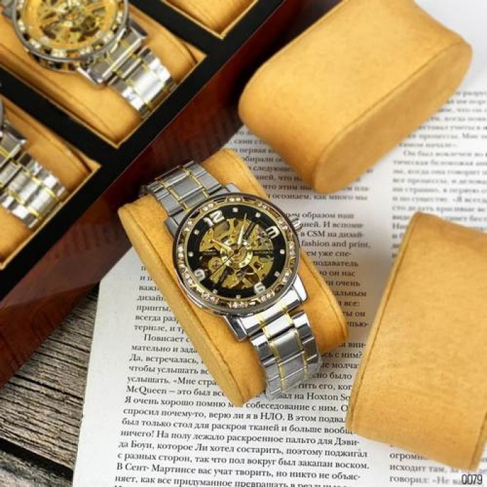 Жіночі наручні годинники Forsining 8209 Сірий-Золото-Чорний