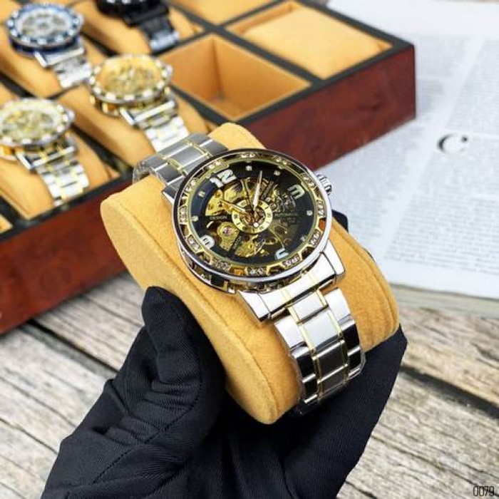 Жіночі наручні годинники Forsining 8209 Сірий-Золото-Чорний