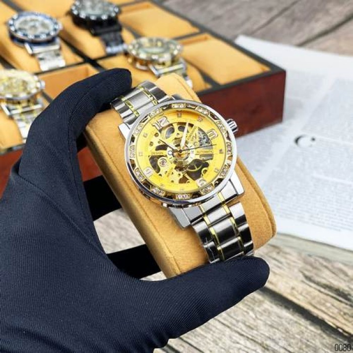 Жіночий годинник Forsining 8209 Silver-Gold