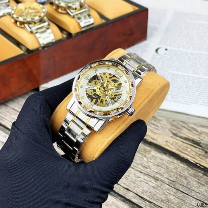 Жіночий наручний годинник Forsining 8209 Silver-Gold-White