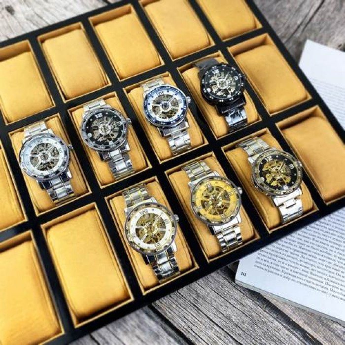 Жіночий наручний годинник Forsining 8209 Silver-Gold-White