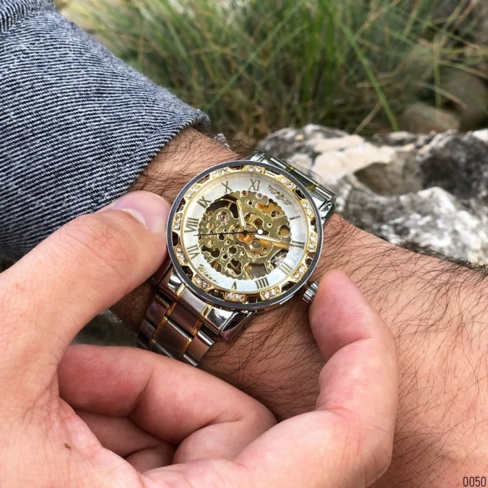 Годинник Winner 8012 Diamonds Automatic Silver-Gold-White