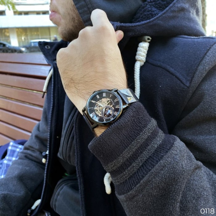 Наручний годинник Forsining 8099 Black-Silver