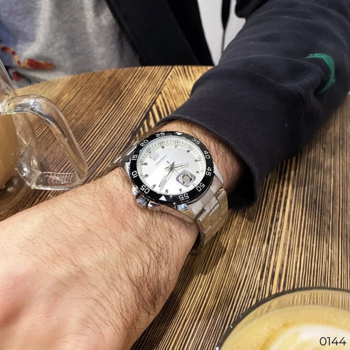 Чоловічі наручні годинники Forsining 8200 Silver-Black-White