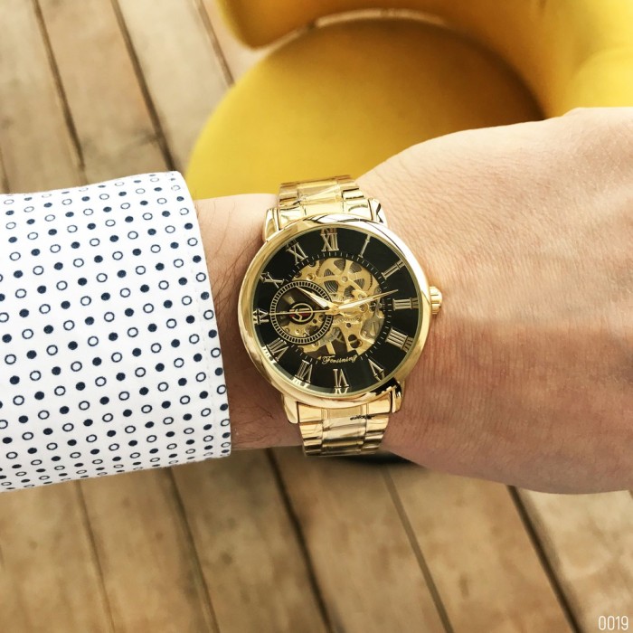 Годинник Forsining 8099 Gold-Black - Стильний вибір для чоловіків