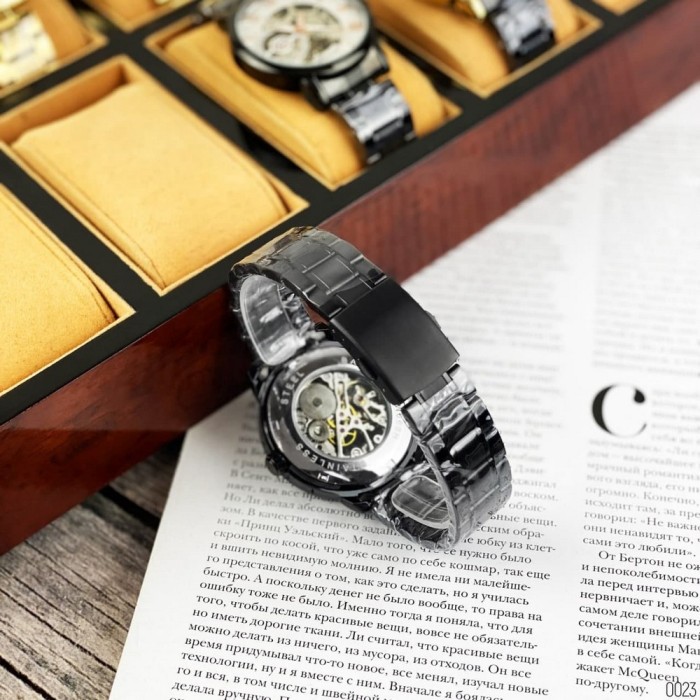 Чоловічий наручний годинник Forsining 8099 Black-Gold