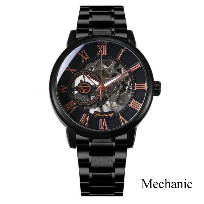 Чоловічий механічний годинник Forsining 8099 Black-Cuprum