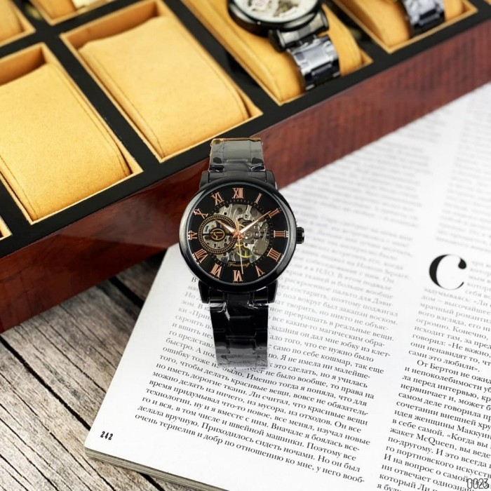 Чоловічий механічний годинник Forsining 8099 Black-Cuprum
