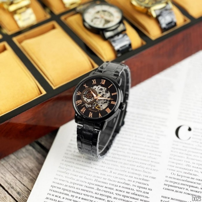 Чоловічий механічний годинник Forsining 8099 Black-Cuprum
