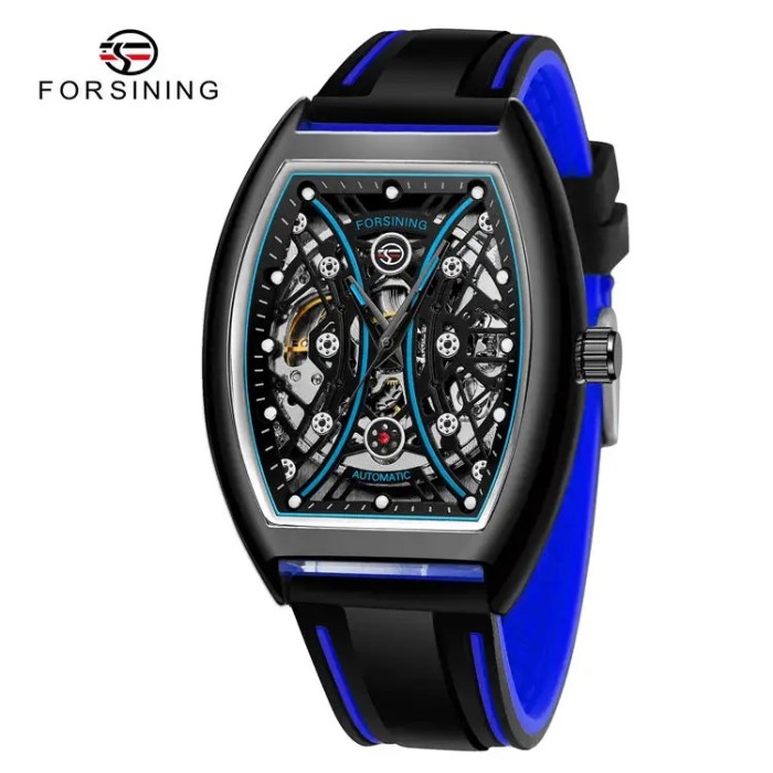 Наручний годинник Forsining 8252 All Black-Blue