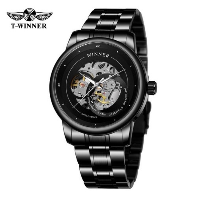 Чоловічий годинник Forsining 8190 All Black Steel