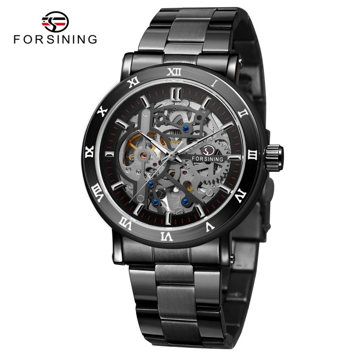 Наручні годинники Forsining 8253 All Black Steel