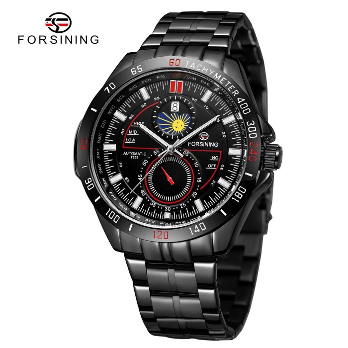 Чоловічий годинник Forsining 8238 All Black Steel