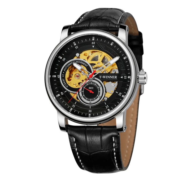 Наручні годинники Forsining 8196 Срібно-Чорні