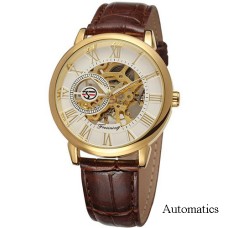 Forsining 8099A Gold-White-Brown Leather
