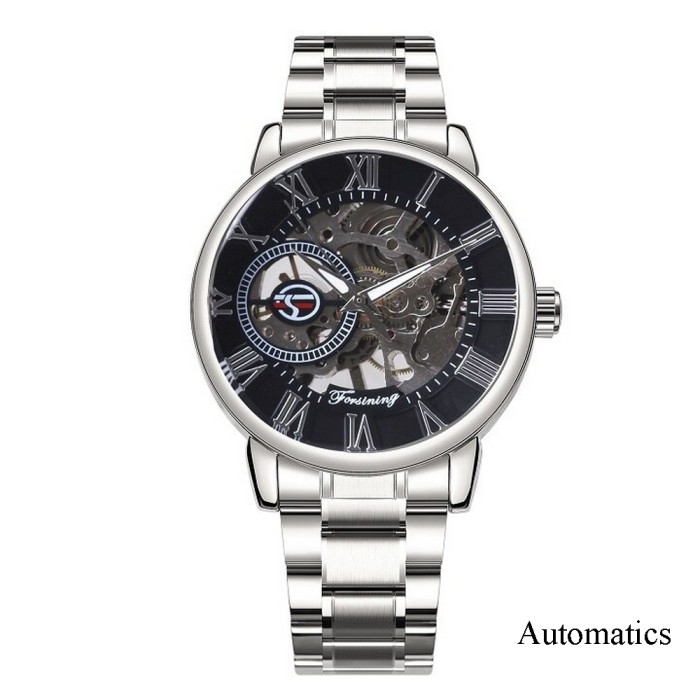 Чоловічий годинник Forsining 8099A Silver-Black Metal