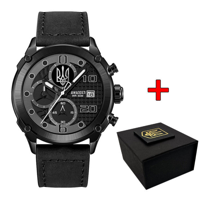 Наручний годинник Awarder 016 Тризуб срібло All Black