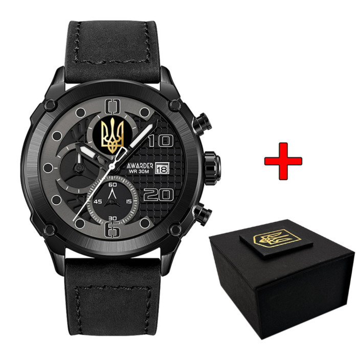 Наручний годинник Awarder 016 Тризуб золото All Black