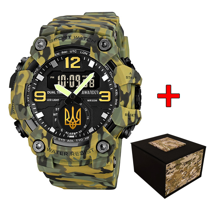 Наручний годинник Awarder 003 Тризуб золото Army Green