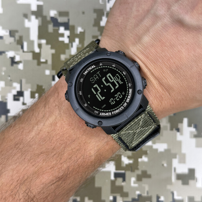 Наручний годинник Awarder 036 Nylon Pro Чорний-Армійський Зелений
