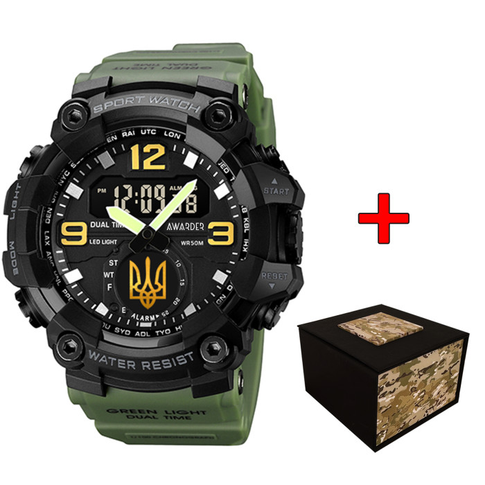 Наручний годинник Awarder 003 Тризуб золото Army Green-Black