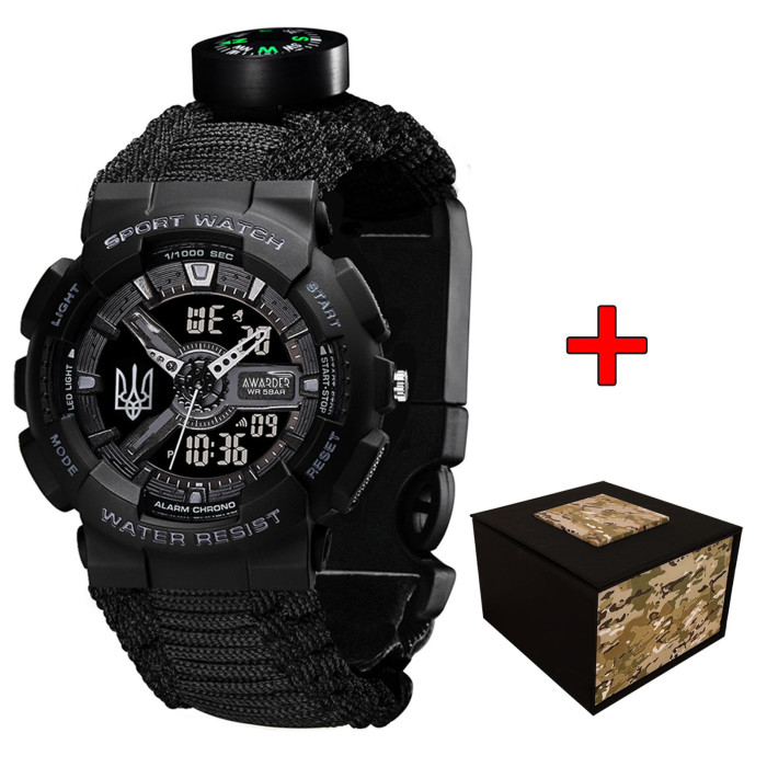 Наручний годинник Awarder 005 Тризуб срібло Black