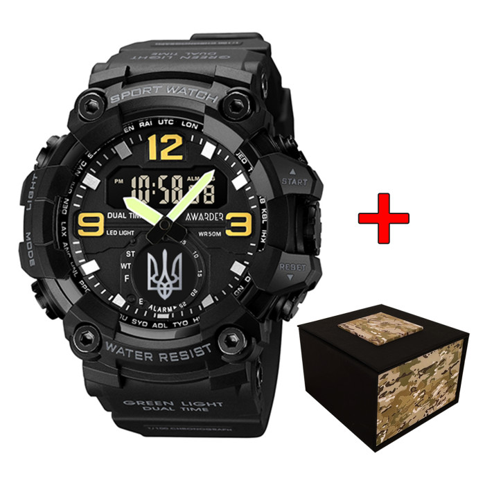 Наручний годинник Awarder 003 Тризуб срібло Black