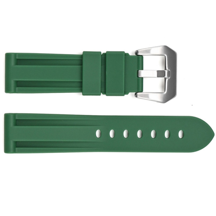 Ремінець для годинника 3001 Silicone Green-Silver 24 мм