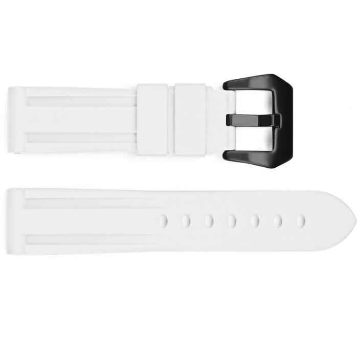 Ремінець для годинника 3001 Silicone White-Black 24 мм