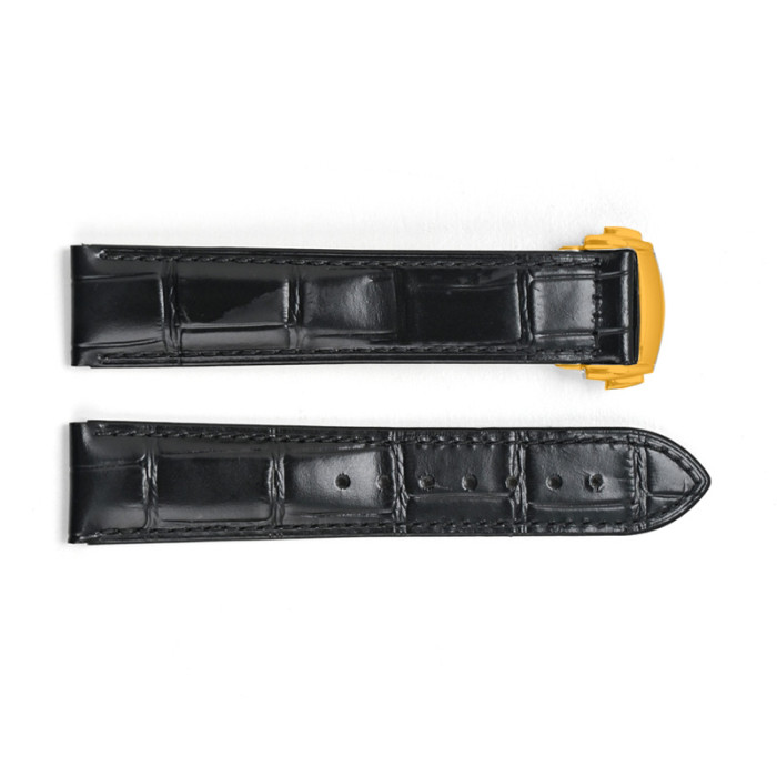 Шкіряний ремінець 3002 Black-Gold 22 мм