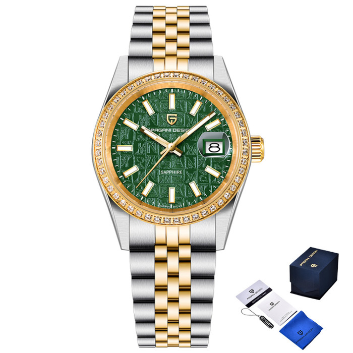 Чоловічий годинник Pagani Design PD-1794M Silver-Gold-Green