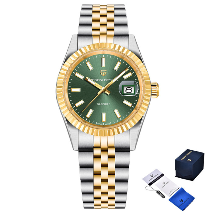 Чоловічий годинник Pagani Design PD-1794M Silver-Gold-Green