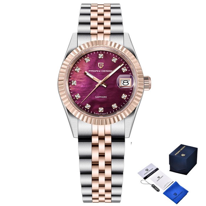 Жіночий годинник Pagani Design PD-1794L Silver-Rose Gold-Red