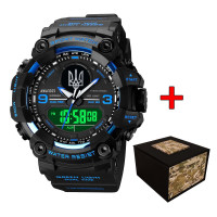 Awarder 001BUUASI Тризуб срібло Чорні з синім + Коробка.