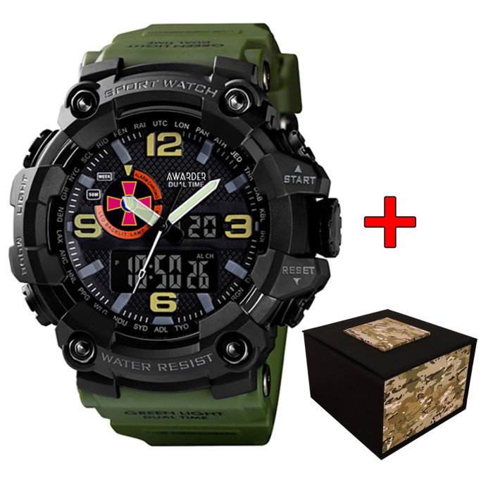 Наручний годинник Awarder 002AGSU ЗСУ Зелені + Коробка