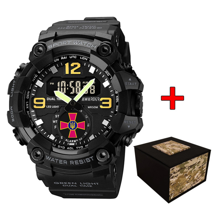 Наручний годинник Awarder 003BKSU ЗСУ Чорні + Коробка