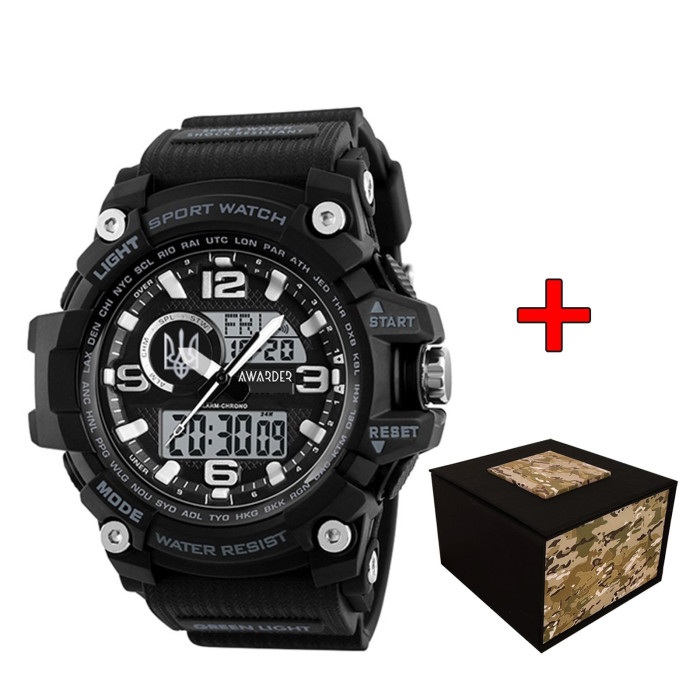 Наручний годинник Awarder 012BKUASI Тризуб срібло Чорні