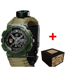 Awarder 005P Тризуб золото Army Green Паракордовий ремінець Army Green + Коробка.