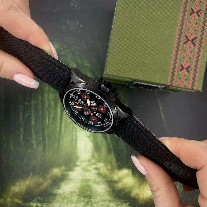 Чоловічий наручний годинник Awarder Embroidery Black-Red