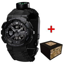 Awarder 005P Тризуб срібло Black + Паракордовий ремінець Black