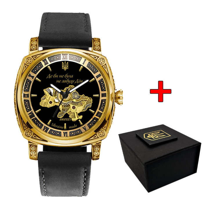 Наручний годинник Awarder 021-3D Gold-Black-Black Leather
