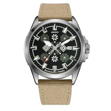Awarder Embroidery Silver-Army Green Khaki Automatic 10ATM