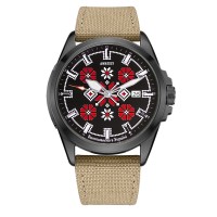 Awarder Embroidery Black-Red Khaki Automatic 10ATM