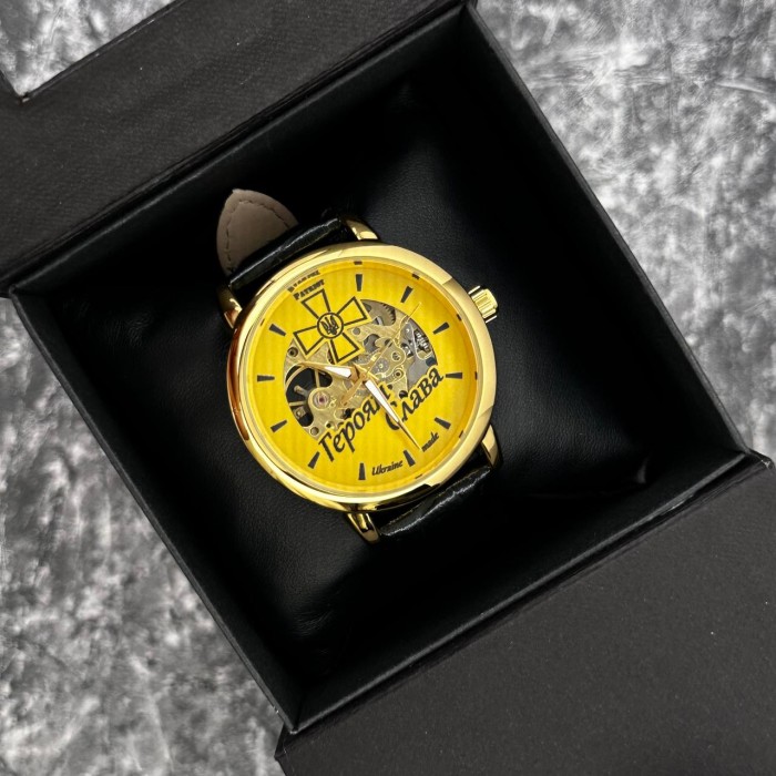 Годинник механічний Patriot 022GDGD Скелетон Героям Слава ЗСУ