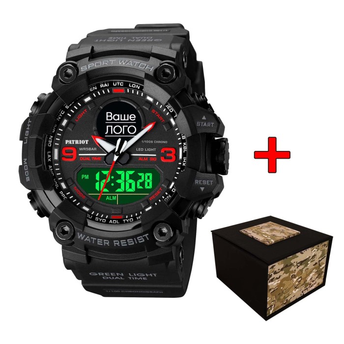 Patriot 001RDUA Ваше лого Чорні з червоним + Коробка