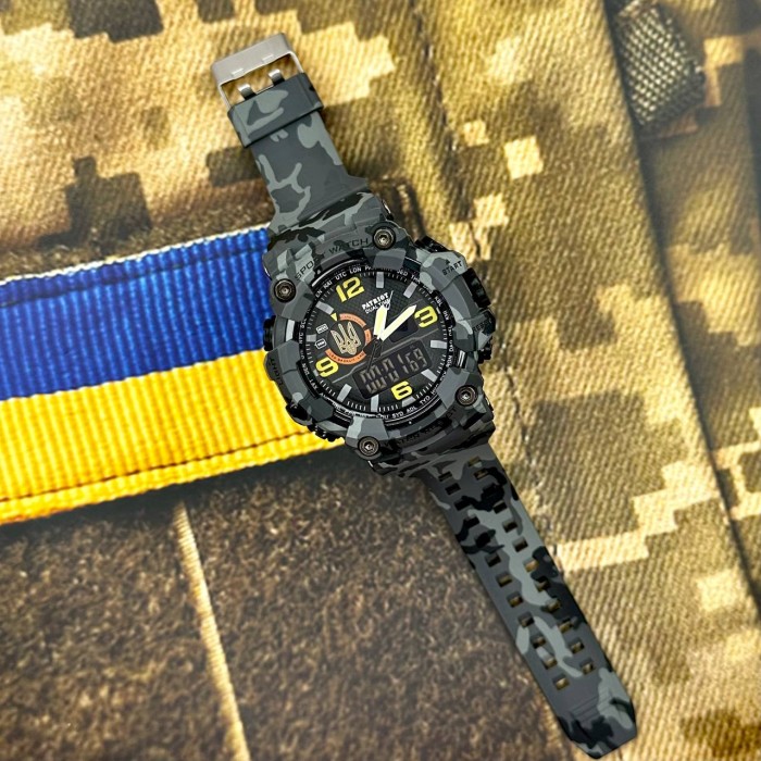 Patriot 002CMGYUAGD Тризуб золото Сірий камуфляж + Коробка.