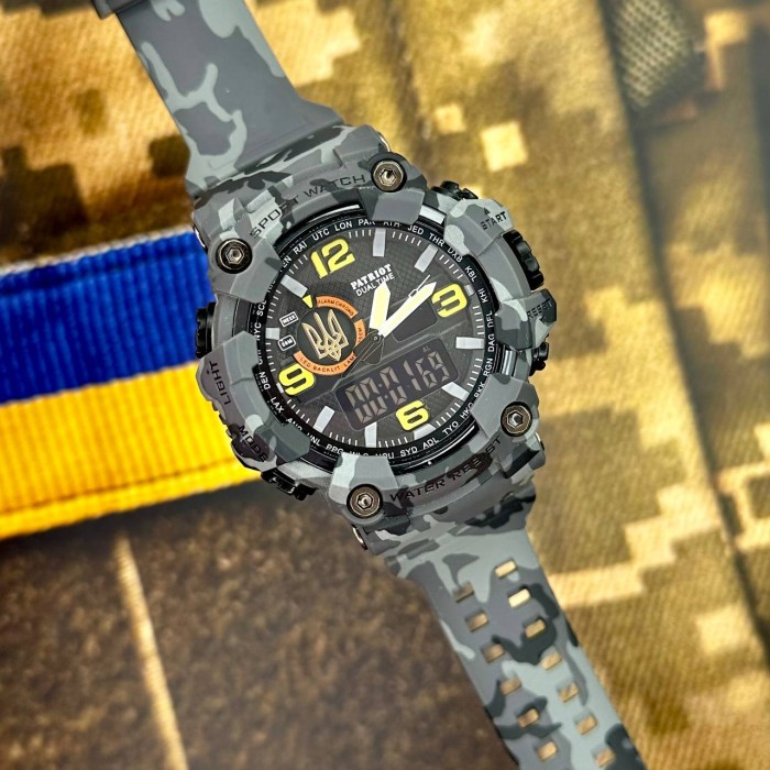 Patriot 002CMGYUAGD Тризуб золото Сірий камуфляж + Коробка.